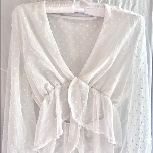 Sheer White Patterned Dress Top